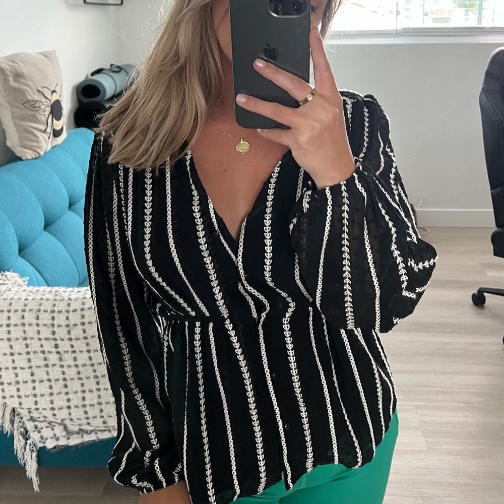 Medium Strut & Bolt Black and White Blouse